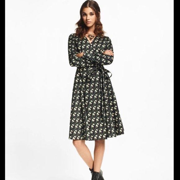 Brooks Brothers Zac Posen Snow Blossom Print Cotton Sateen Wrap Dress 🌼 - Picture 1 of 9